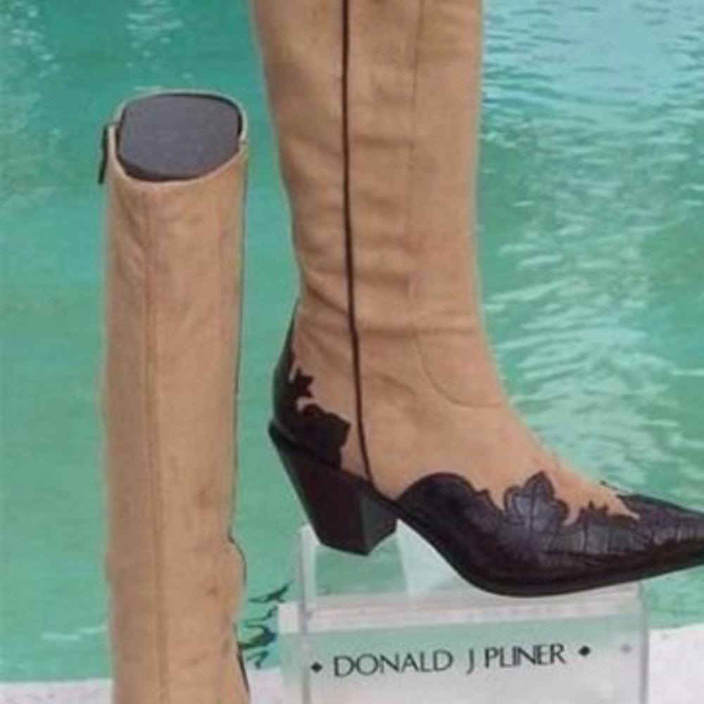 Donald Pliner Western Couture Suede and Leather Boots